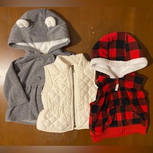 🍂👶Cozy, Fleece Vest & Coat Bundle Baby Sz 6 mos